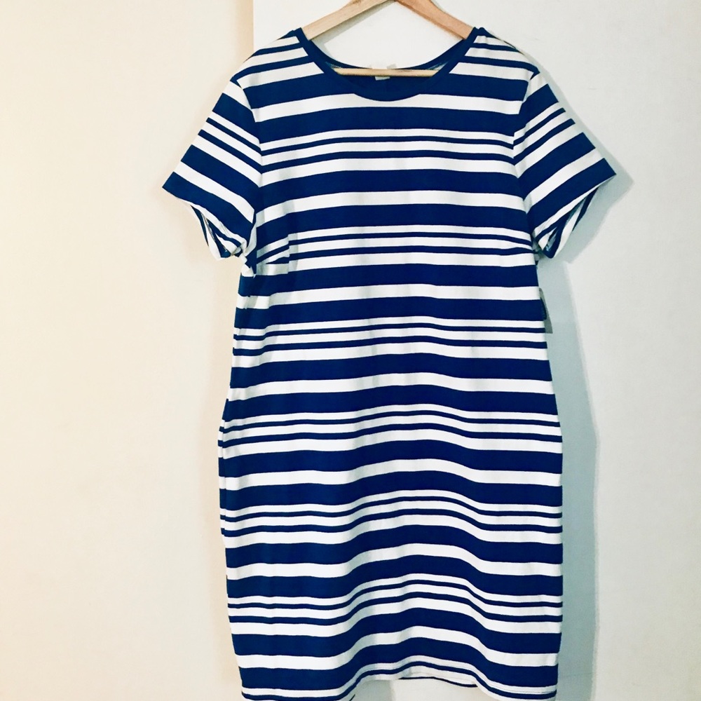 OLD NAVY COTTON SPANDEX DRESS ROYAL BLUE & WHITE